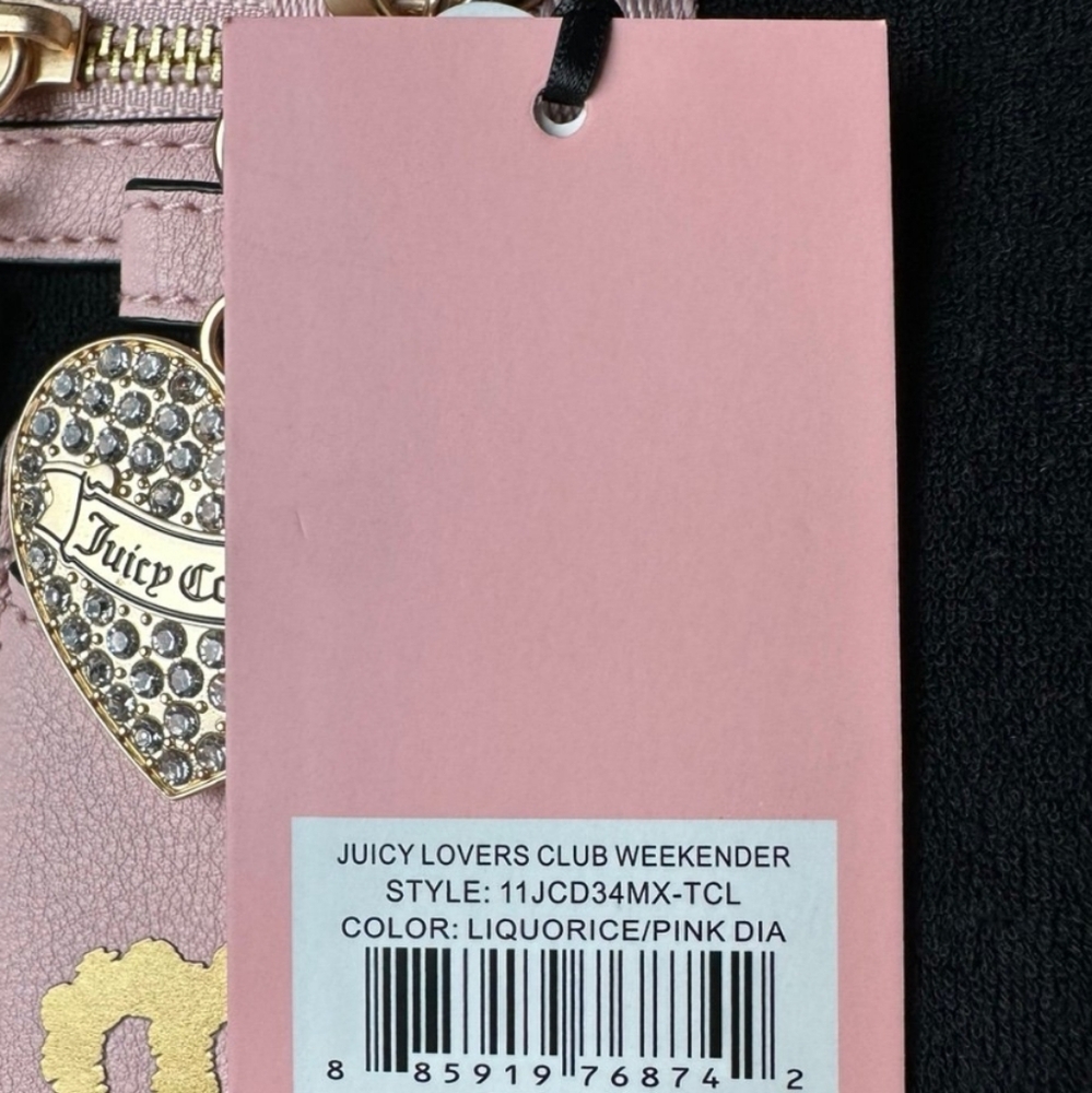 JUICY COUTURE Liquorice/pink Diamond Juicy Lovers Club Weekender Duffle Bag - Picture 9 of 9